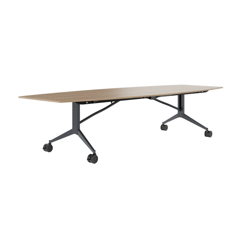 MARA - TIMMY LIBRO Konferenztisch | Bootsform, 3200 x 1200 mm (10 - 14 Personen), rollbar, faltbar, Bernsteineiche - 5 Main Image