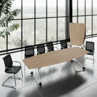 MARA TIMMY LIBRO Konferenztisch | Bootsform, 3200 x 1200 mm (10 - 14 Personen), rollbar, faltbar, Bernsteineiche