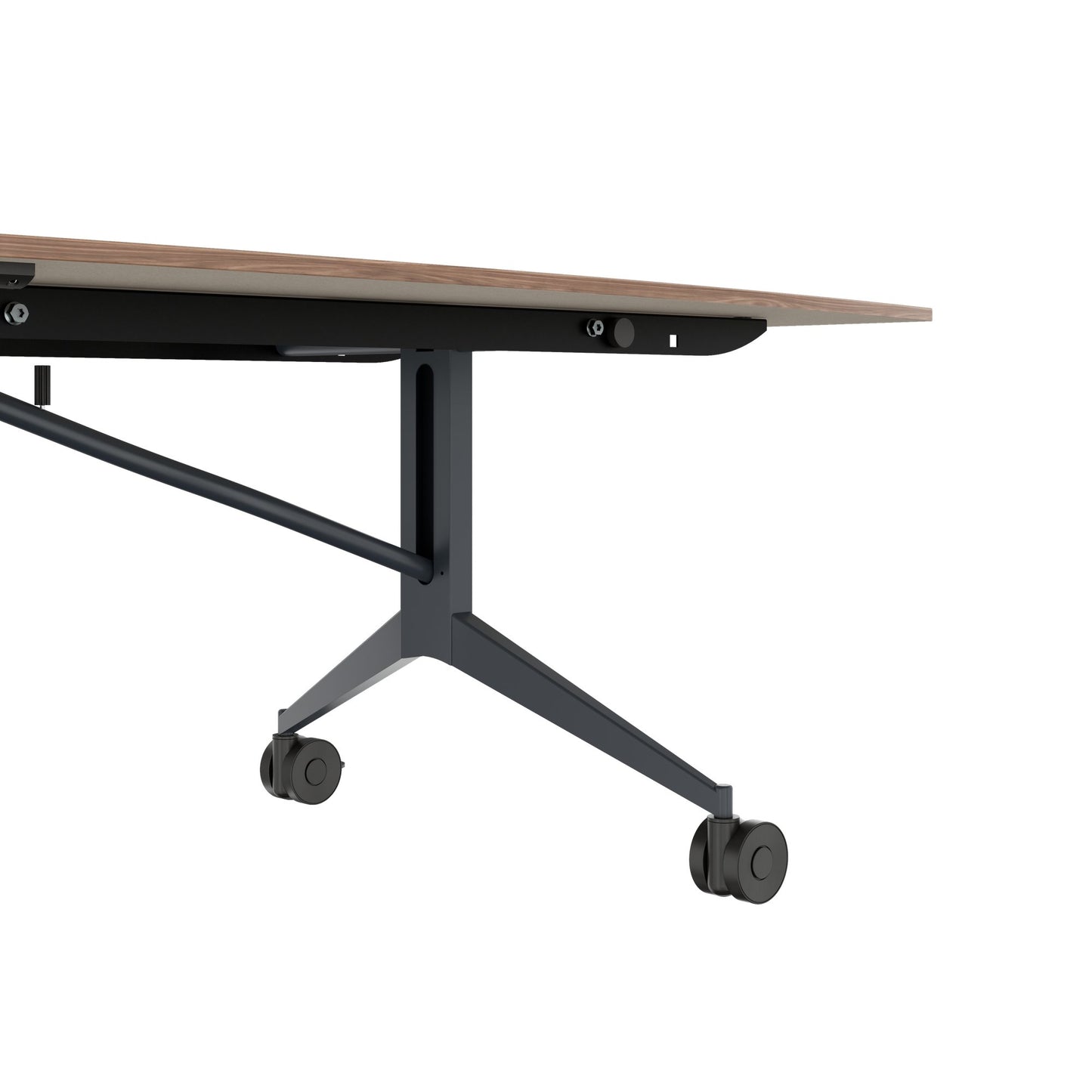 MARA TIMMY LIBRO conference table | Boat shape, 3200 x 1200 mm (10 - 14 people), rollable, foldable, real wood veneer walnut