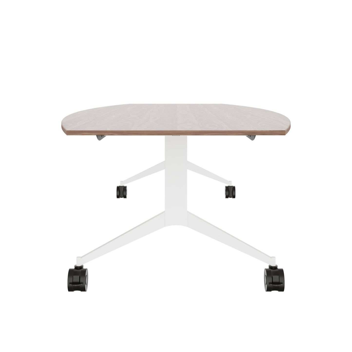 MARA TIMMY LIBRO conference table | Boat shape, 3200 x 1200 mm (10 - 14 people), rollable, foldable, real wood veneer walnut