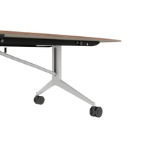 MARA TIMMY Table de conférence LIBRO | Forme bateau, 3200 x 1200 mm (10 - 14 personnes), enroulable, pliable, placage bois véritable noyer