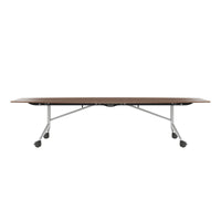 MARA TIMMY Table de conférence LIBRO | Forme bateau, 3200 x 1200 mm (10 - 14 personnes), enroulable, pliable, placage bois véritable noyer