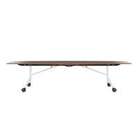 MARA TIMMY Table de conférence LIBRO | Forme bateau, 3200 x 1200 mm (10 - 14 personnes), enroulable, pliable, placage bois véritable noyer