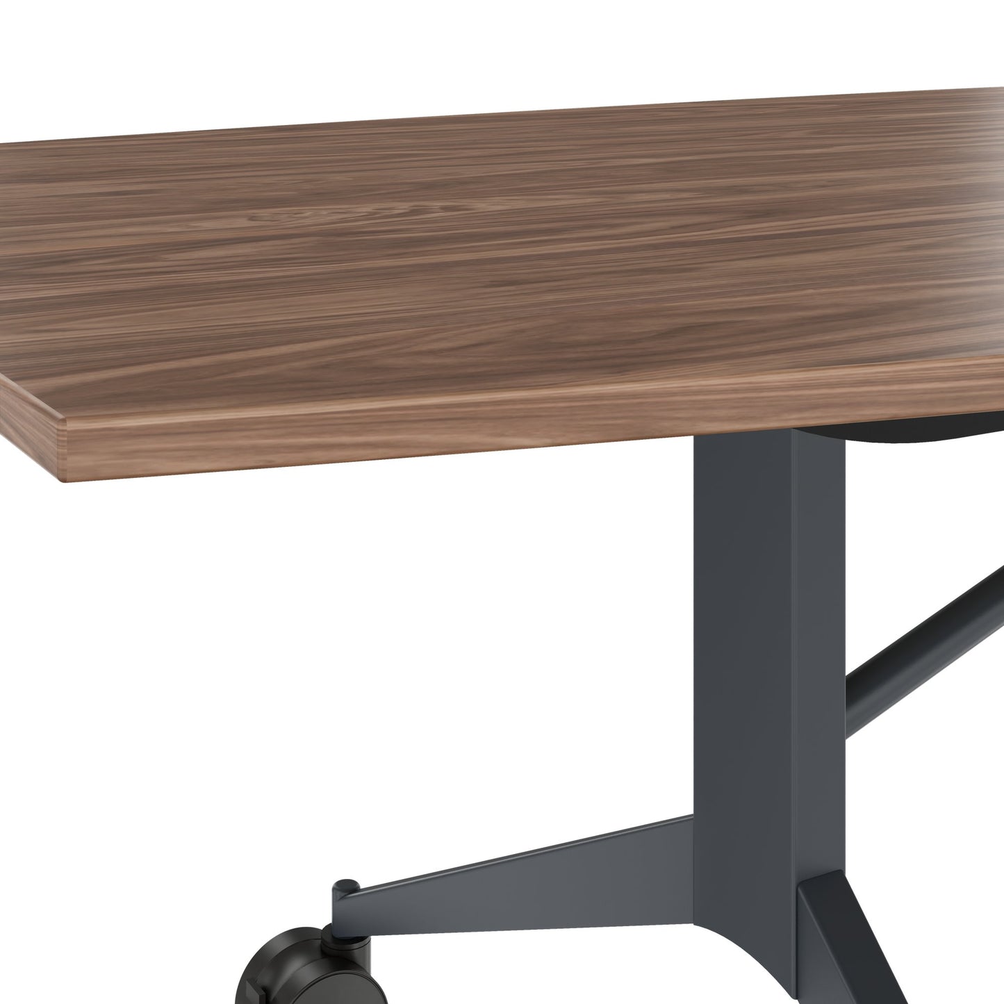 MARA TIMMY Table de conférence LIBRO | Forme bateau, 3200 x 1200 mm (10 - 14 personnes), enroulable, pliable, placage bois véritable noyer