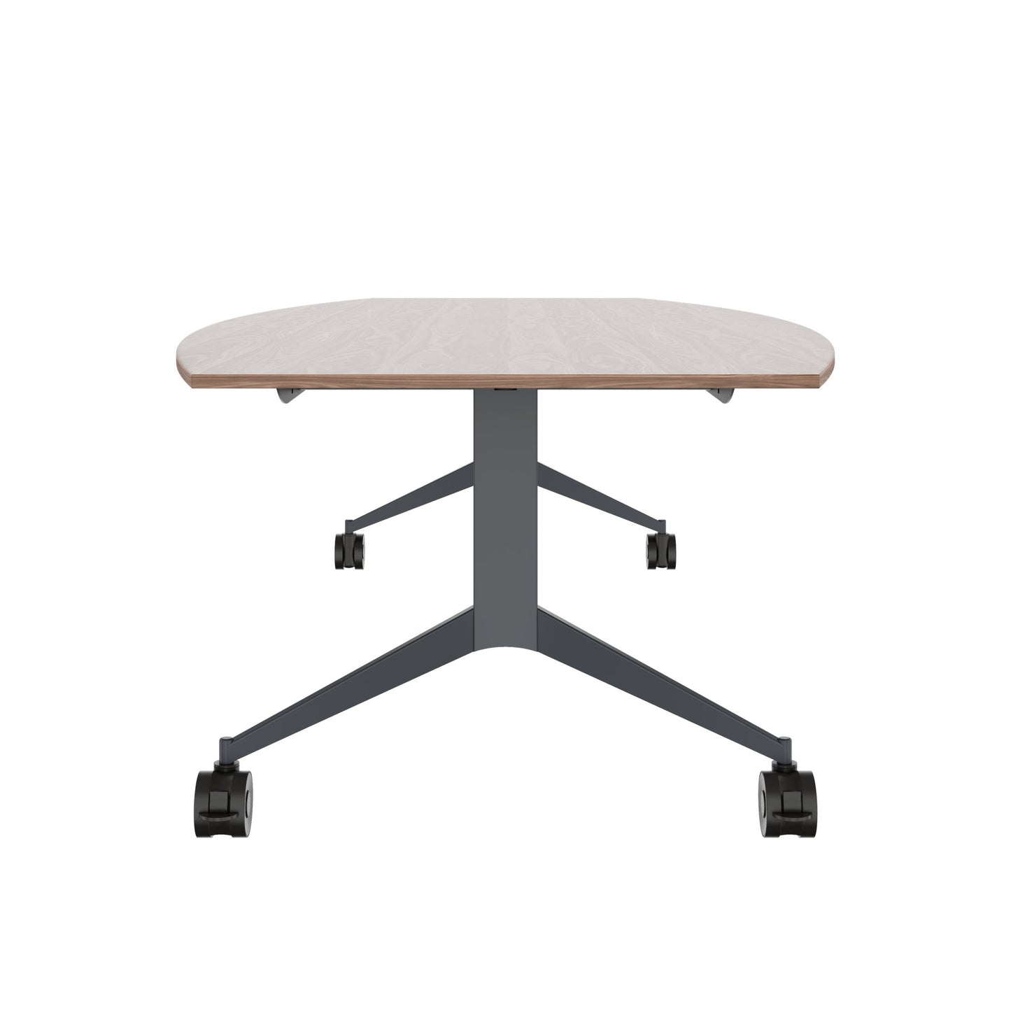 MARA TIMMY LIBRO conference table | Boat shape, 3200 x 1200 mm (10 - 14 people), rollable, foldable, real wood veneer walnut
