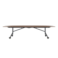 MARA TIMMY Table de conférence LIBRO | Forme bateau, 3200 x 1200 mm (10 - 14 personnes), enroulable, pliable, placage bois véritable noyer