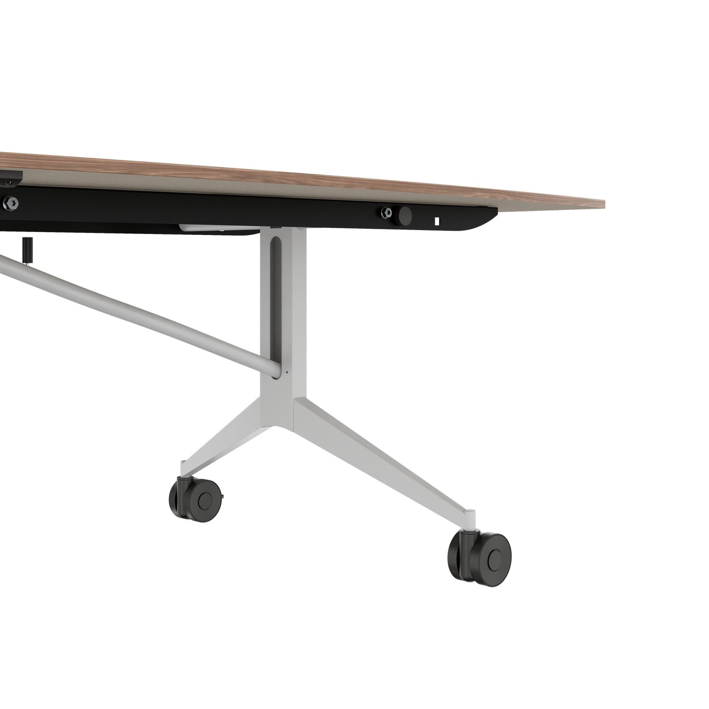 MARA TIMMY LIBRO conference table | Boat shape, 3200 x 1200 mm (10 - 14 people), rollable, foldable, real wood veneer walnut