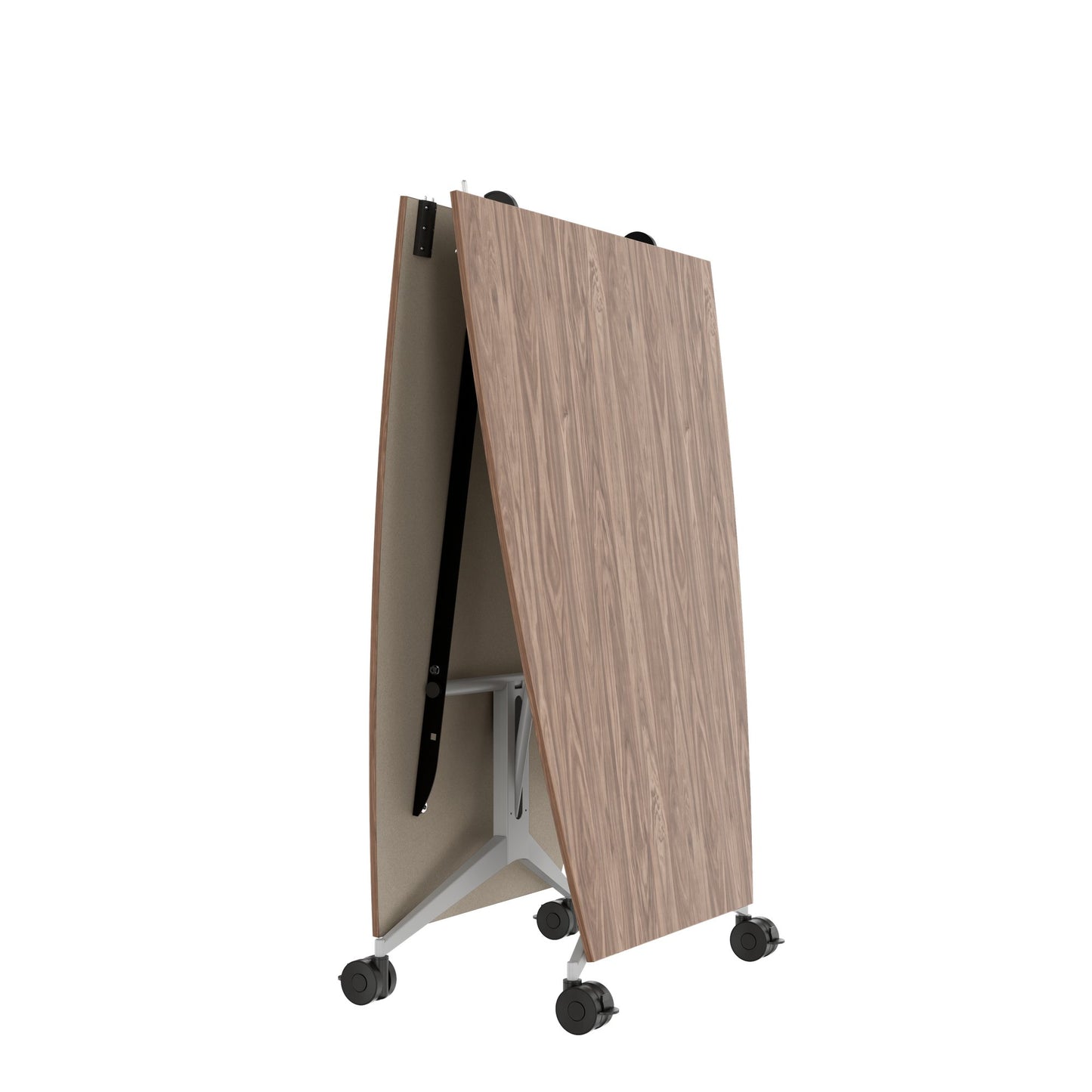 MARA TIMMY LIBRO conference table | Boat shape, 3200 x 1200 mm (10 - 14 people), rollable, foldable, real wood veneer walnut