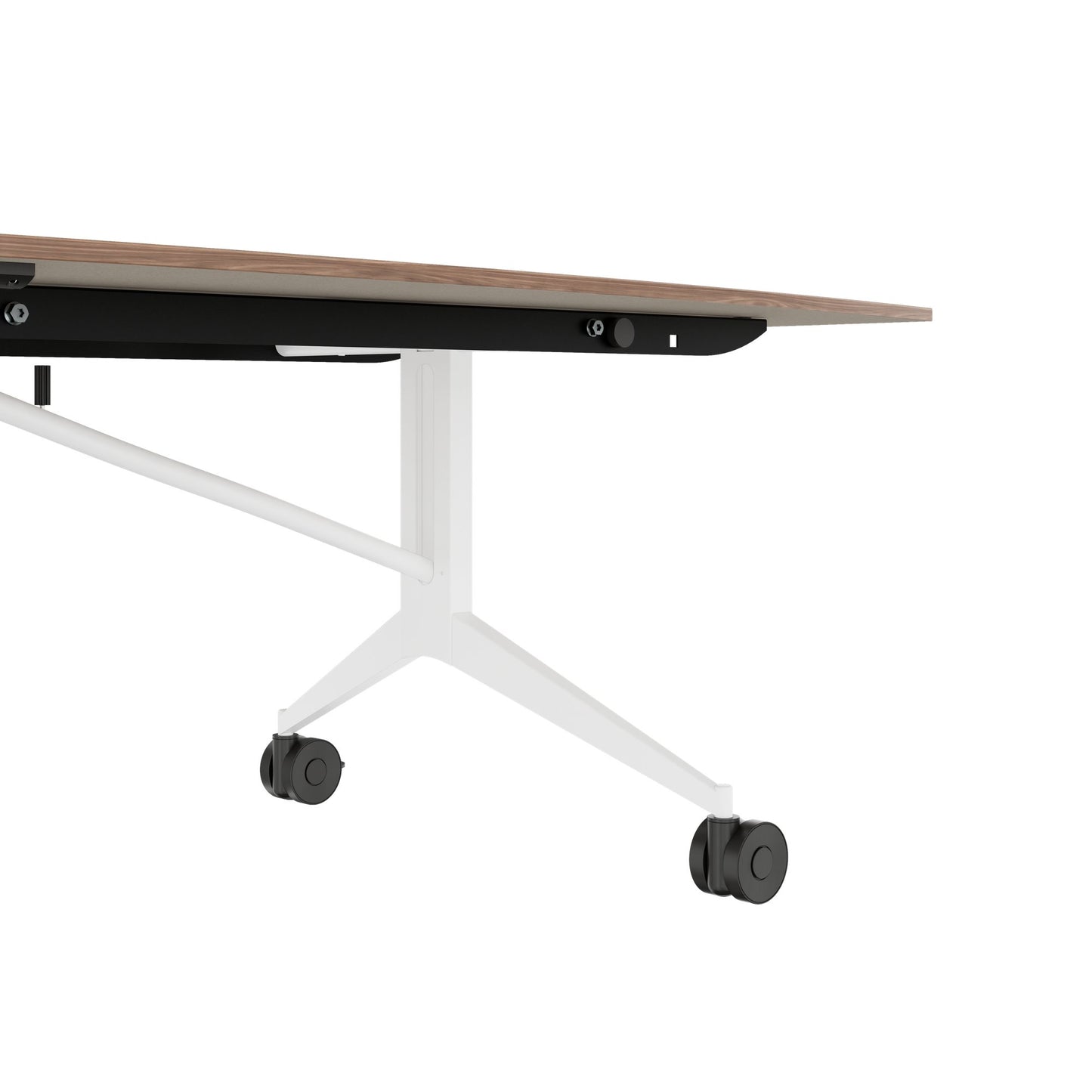 MARA TIMMY Table de conférence LIBRO | Forme bateau, 3200 x 1200 mm (10 - 14 personnes), enroulable, pliable, placage bois véritable noyer