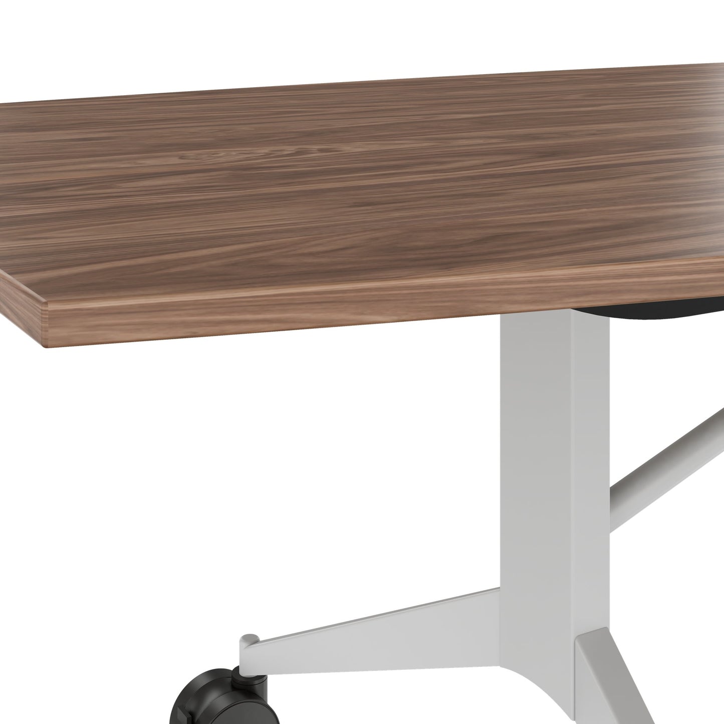 MARA TIMMY Table de conférence LIBRO | Forme bateau, 3200 x 1200 mm (10 - 14 personnes), enroulable, pliable, placage bois véritable noyer