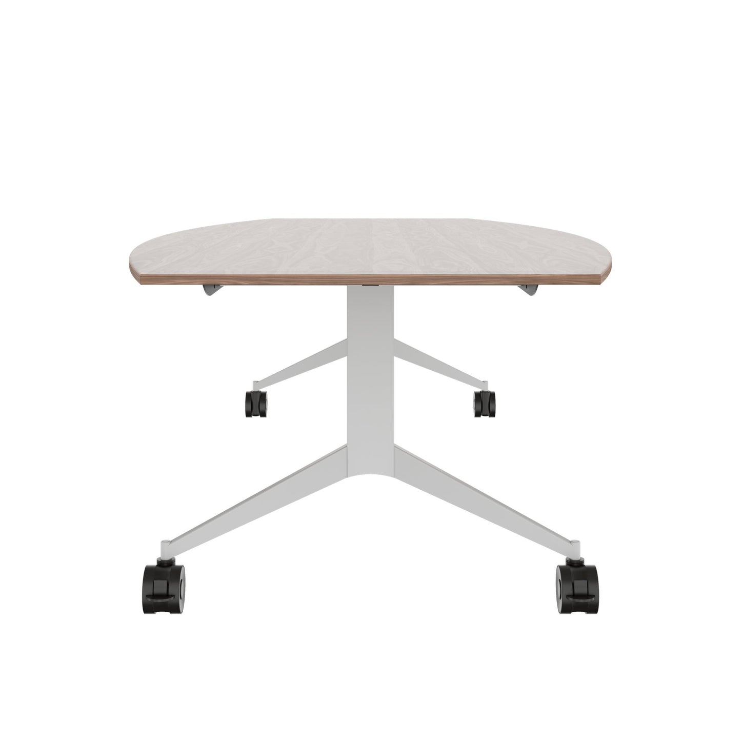 MARA TIMMY Table de conférence LIBRO | Forme bateau, 3200 x 1200 mm (10 - 14 personnes), enroulable, pliable, placage bois véritable noyer