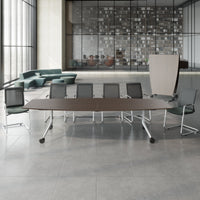 Mara TIMMY LIBRO Conference table | Boot shape, 3200 x 1200 mm (10 - 14 people), rollable, foldable, walnut