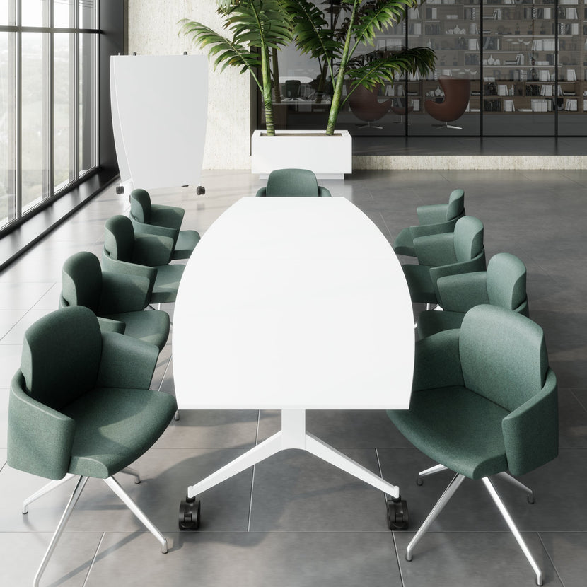 Mara TIMMY LIBRO Tableau de conférence | Forme de démarrage, 3200 x 1200 mm (10 - 14 personnes), roulable, pliable, blanc