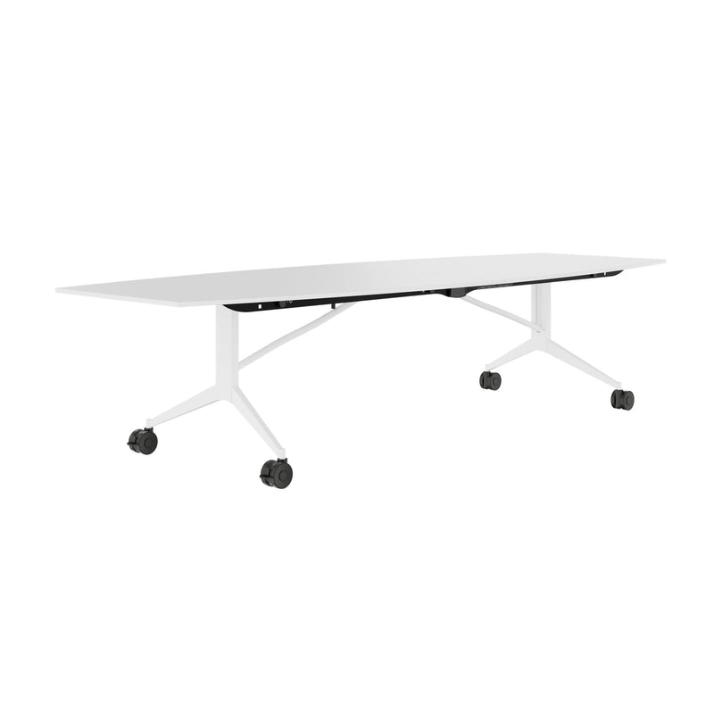 MARA - TIMMY LIBRO Konferenztisch | Bootsform, 3200 x 1200 mm (10 - 14 Personen), rollbar, faltbar,  Weiß - 5 Main Image