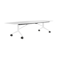 MARA - TIMMY LIBRO Table de conférence | forme bateau, 3200 x 1200 mm (10 - 14 personnes), roulante, pliable,  blanc