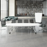 Mara TIMMY LIBRO Conference table | Boot shape, 3200 x 1200 mm (10 - 14 people), rollable, foldable, white