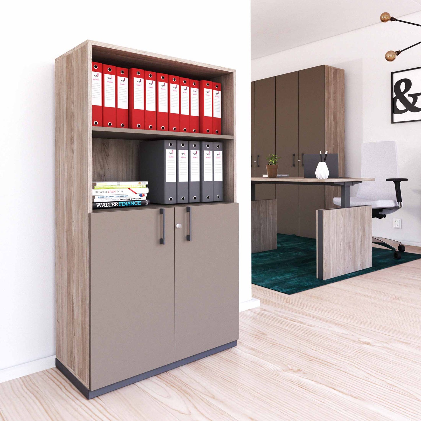 Gabinetto combinato di scelta | 4 OH, 800 x 1465 mm, grigio grigio in rovere nord / cubanite