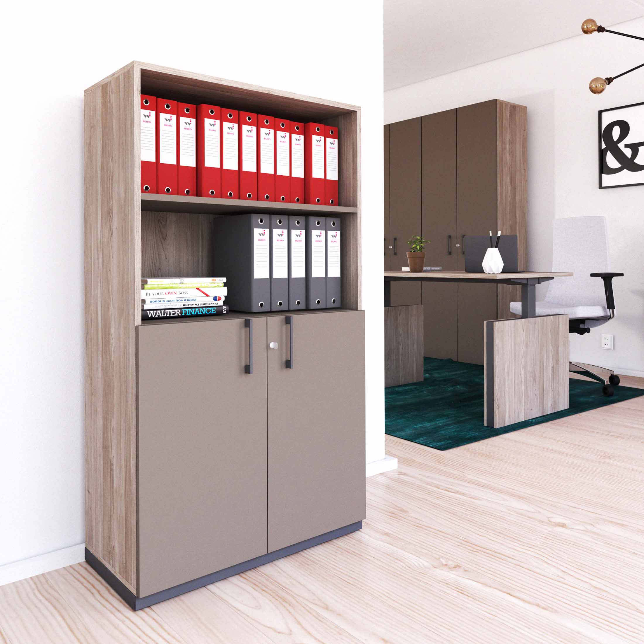 CHOICE Combina il cabinet | 4 OH, 800 x 1465 mm, grigio grigio in rovere nord / cubanite