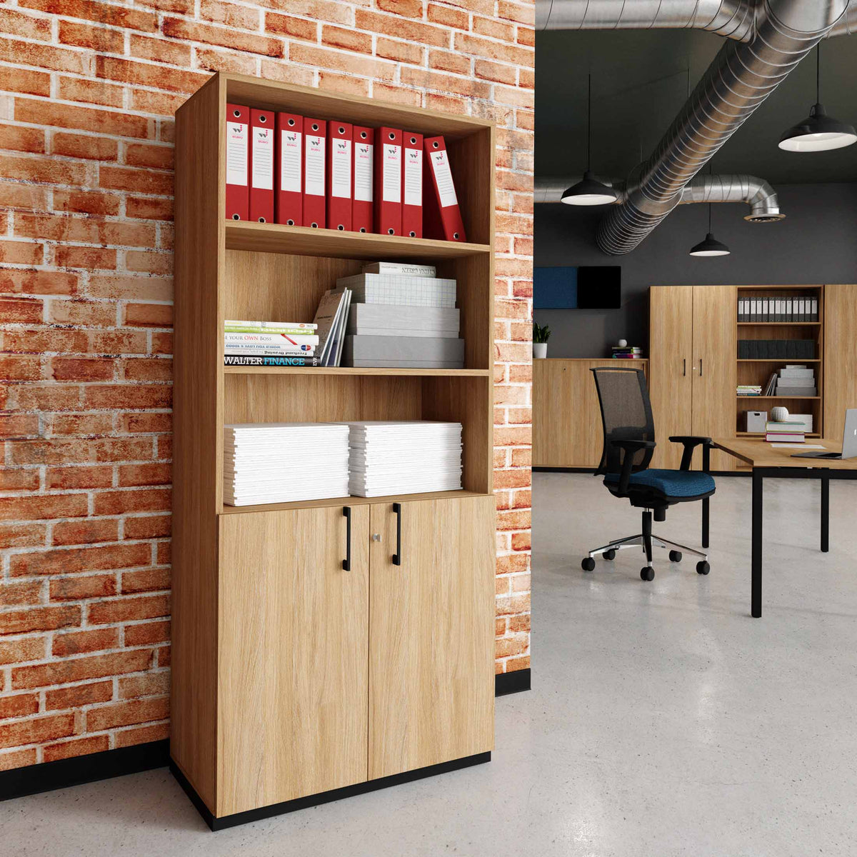 CHOICE combination cabinet | 5 OH, 800 x 1820 mm, amber oak - 1 Lightbox Main Image