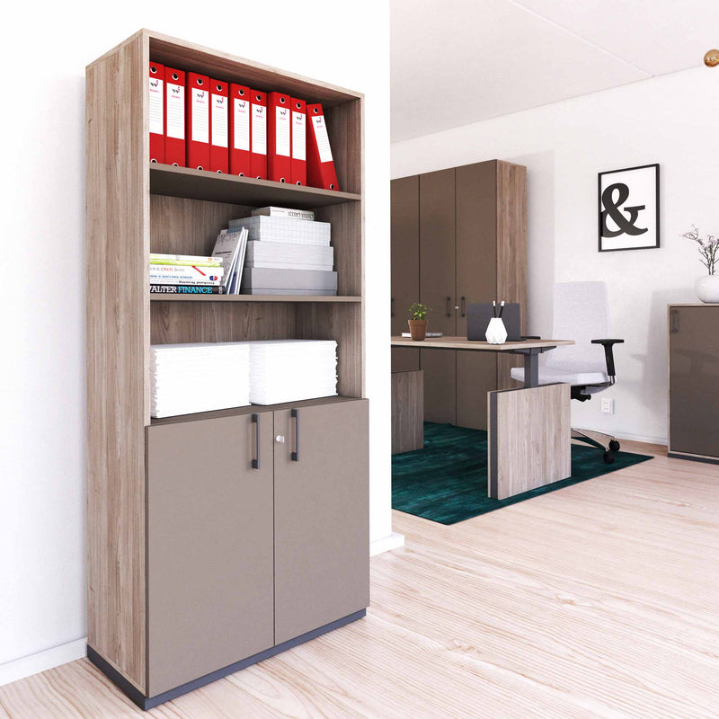 CHOICE Armoire combinée | 5 OH, 800 x 1820 mm, chêne du Nord gris / gris cubanit  - 1 Main Image
