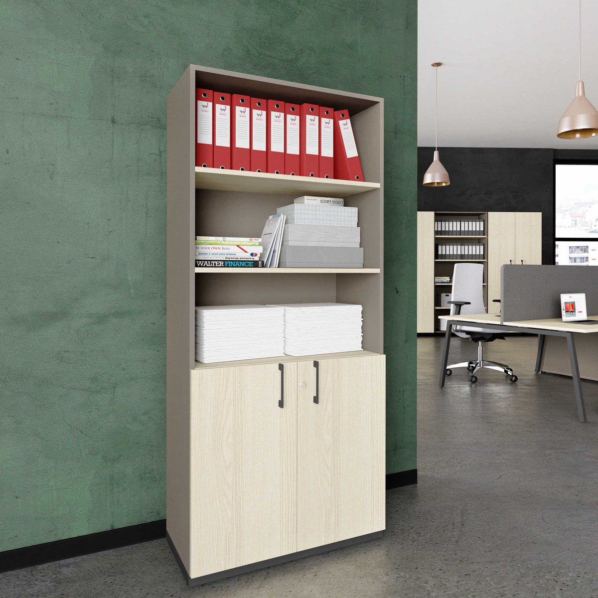 CHOICE Armadio combinato | 5 OH, 800 x 1820 mm, grigio cubanite / rovere sabbia  - 1 Lightbox Main Image