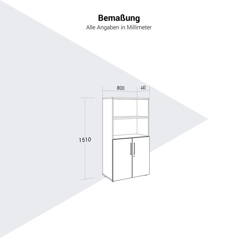 PRO Combine cabinet | 4 Oh, 800 x 1510 mm, graphite / white - 13 Main Image