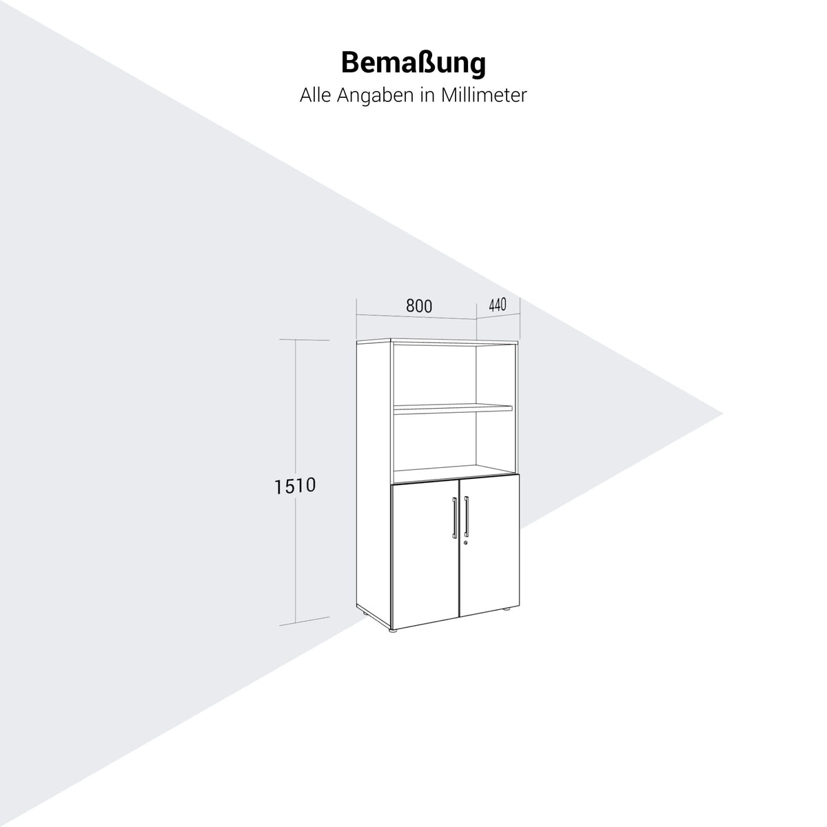 PRO Kombischrank | 4 OH, 800 x 1510 mm, Schwarz - 13 Lightbox Main Image