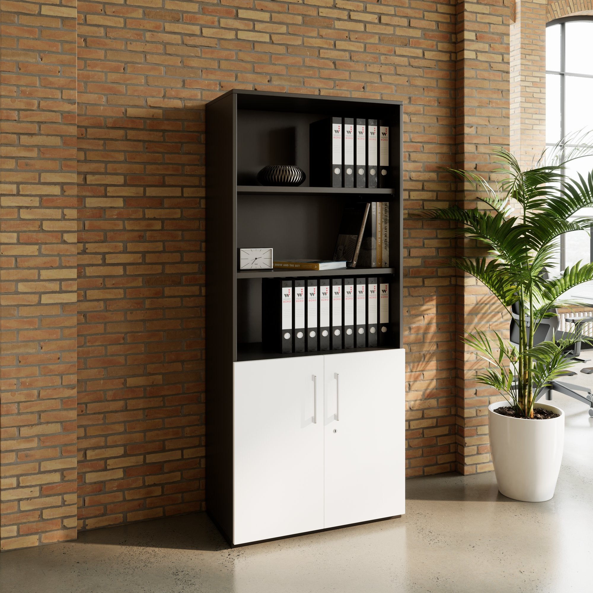 PRO Kombischrank | 5 OH, 800 x 1880 mm, Graphit / Weiss