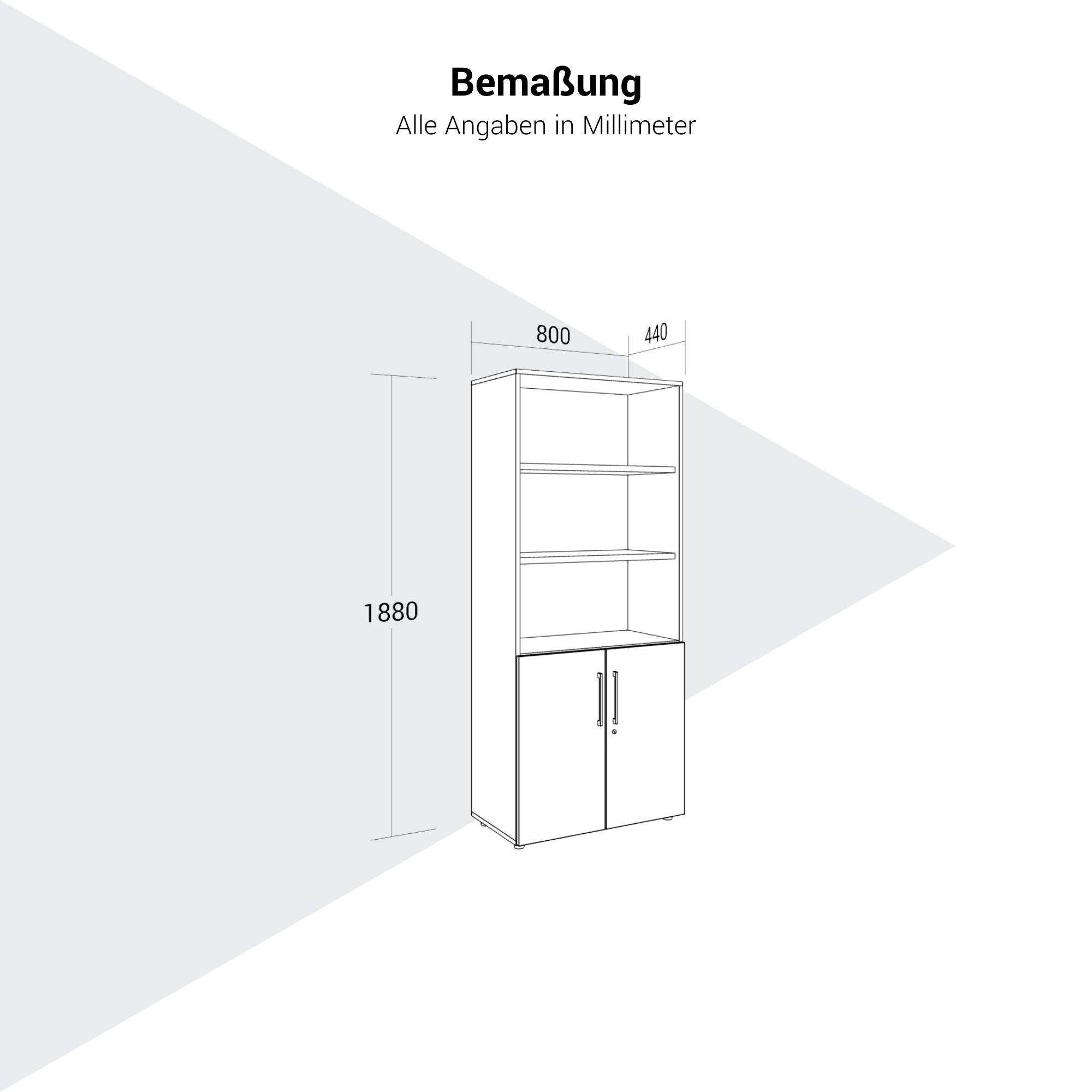 PRO Kombischrank | 5 OH, 800 x 1880 mm, Graphit / Weiss