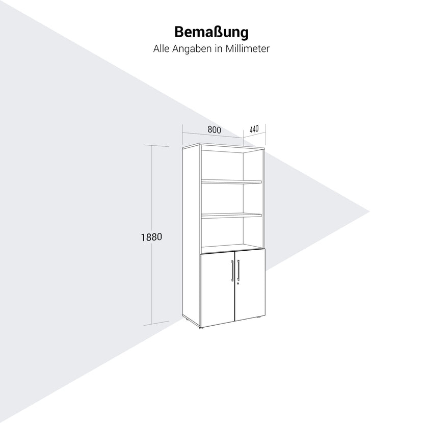 PRO Kombischrank | 5 OH, 800 x 1880 mm, Graphit / Weiss