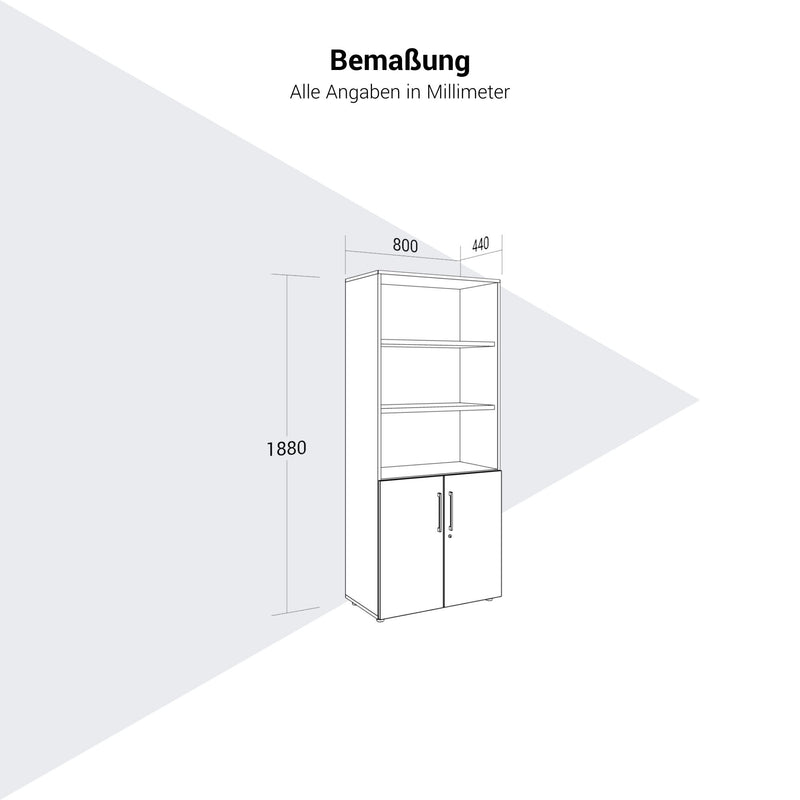 PRO Armoire combinée | 5 OH, 800 x 1880 mm, gris  - 13 Main Image