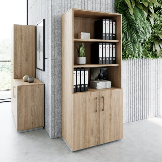 Armoire combinée PRO | 5 OH, 800 x 1880 mm, chêne naturel