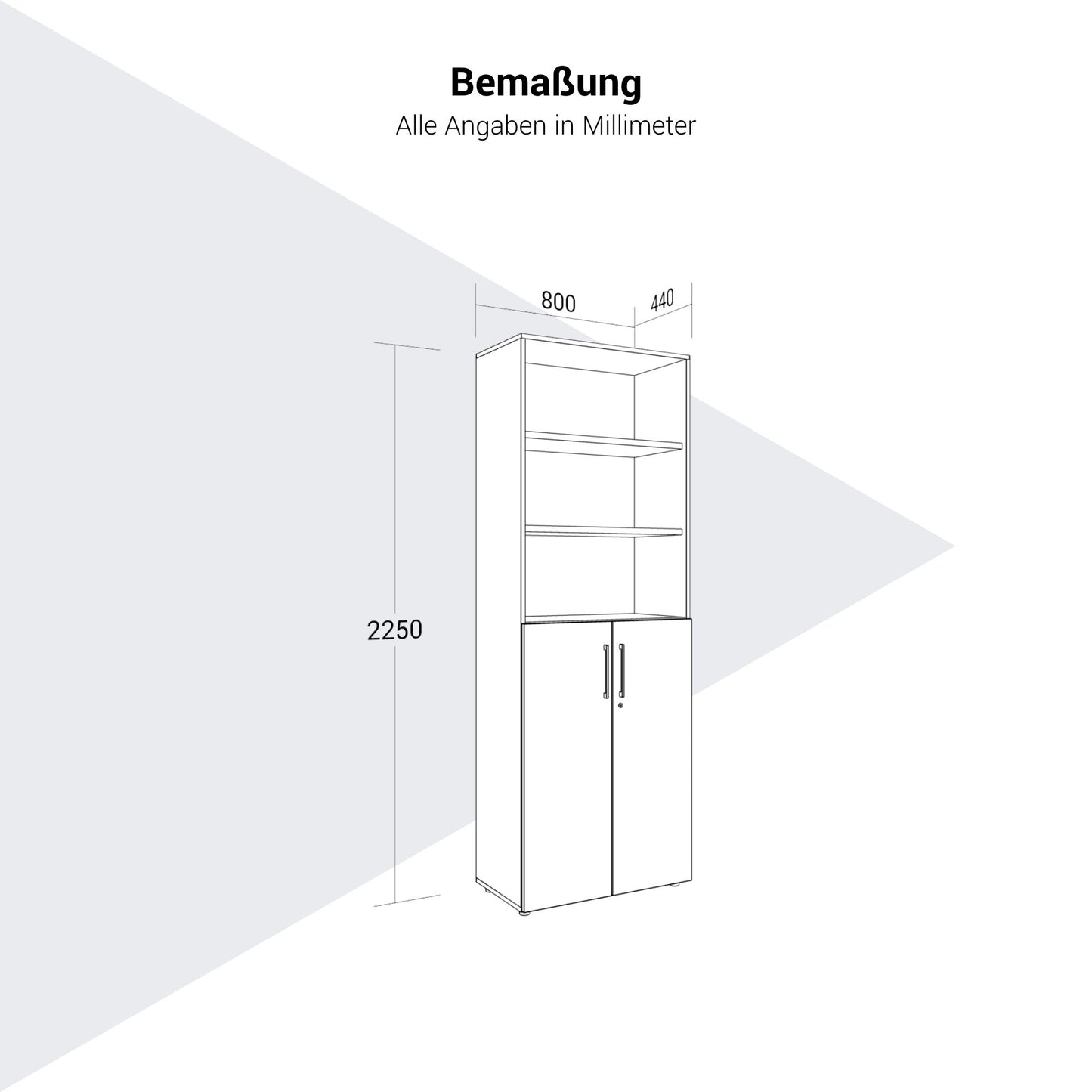 PRO Kombischrank | 6 OH, 800 x 2250 mm, Grau