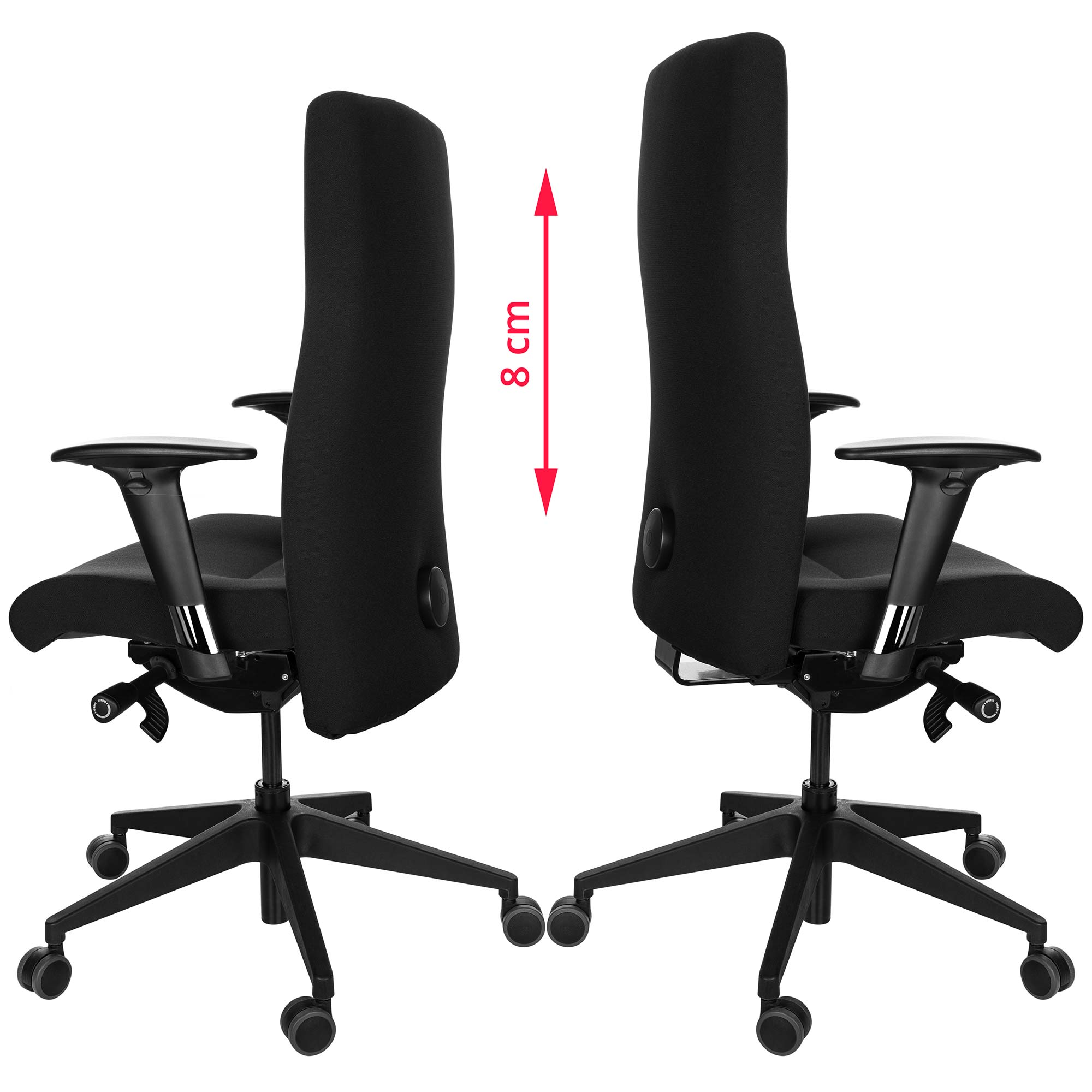 ROVO XP 1470 Chefsessel | Schwerlaststuhl, Lordosenstütze, Schwarz