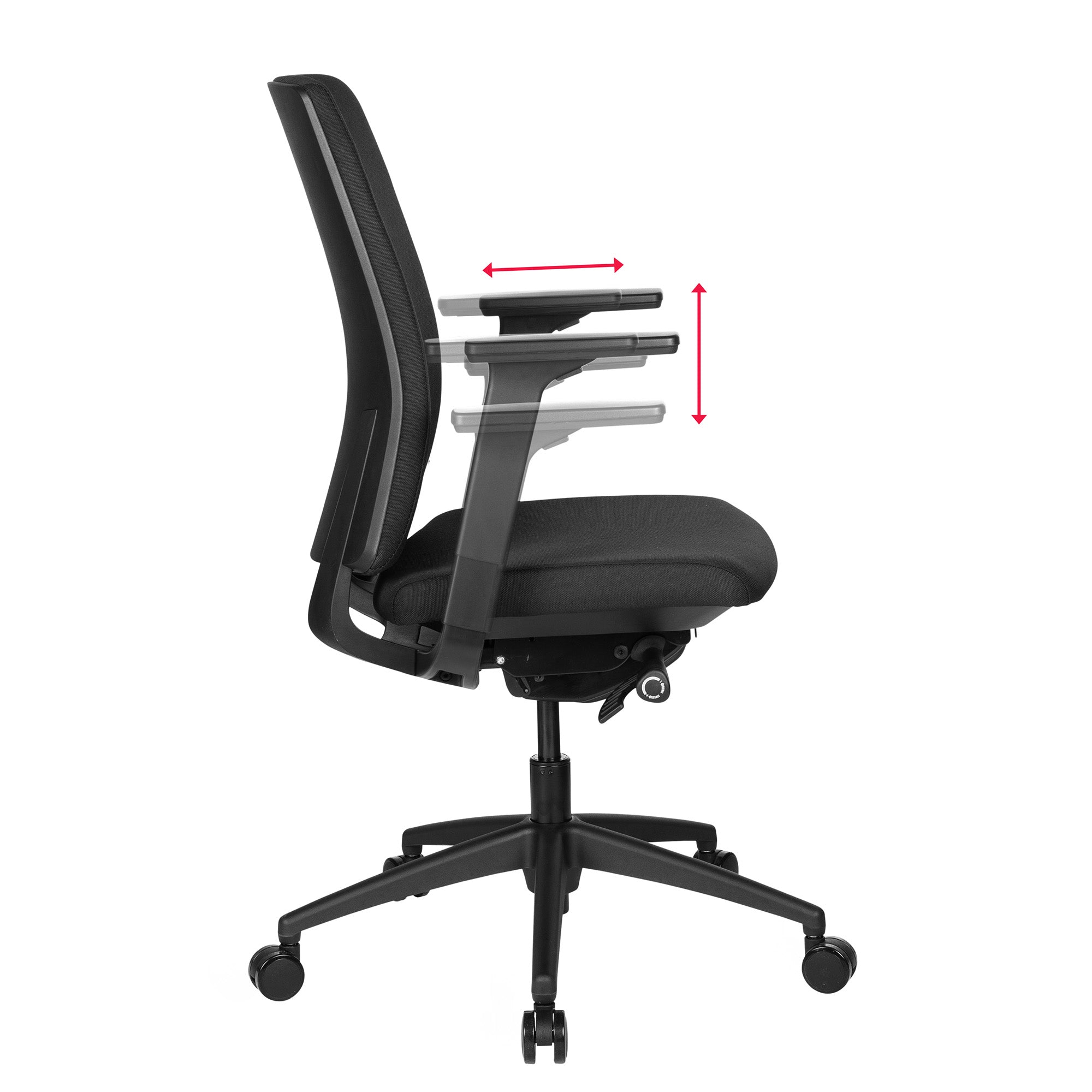 VIX B Chaise swinging de bureau | Pad complet | Accoudoirs 3D | Noir