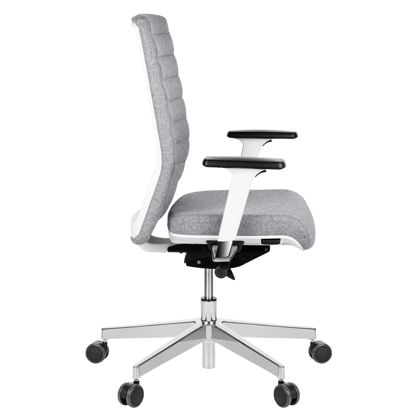 Chaise pivotante de bureau WIND | Sellerie complète, support lombaire, housse laine VELITO gris clair chiné