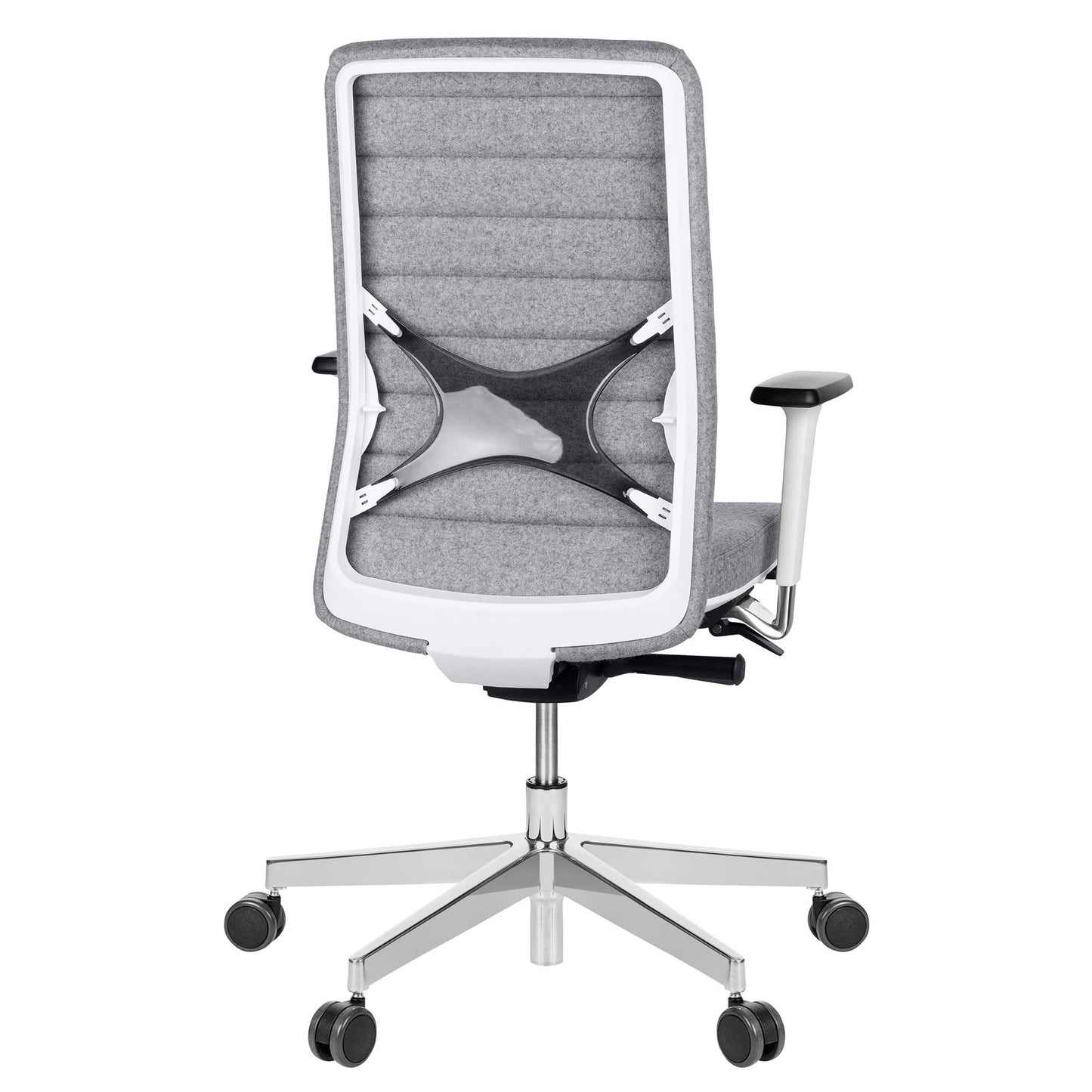 Chaise pivotante de bureau WIND | Sellerie complète, support lombaire, housse laine VELITO gris clair chiné