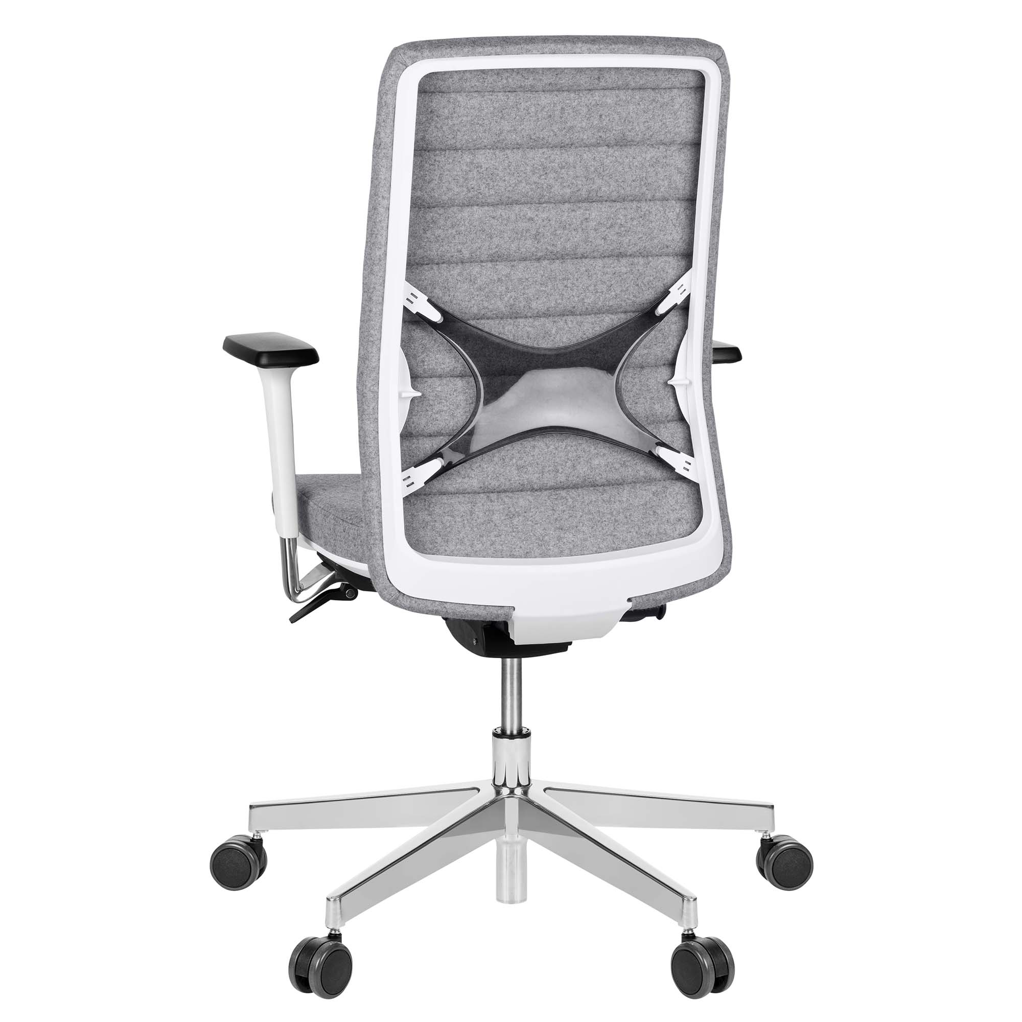 WIND Sedia oscillante per ufficio | Velvet, Supporto Lordosi, copertura in lana Velito Grigio chiaro