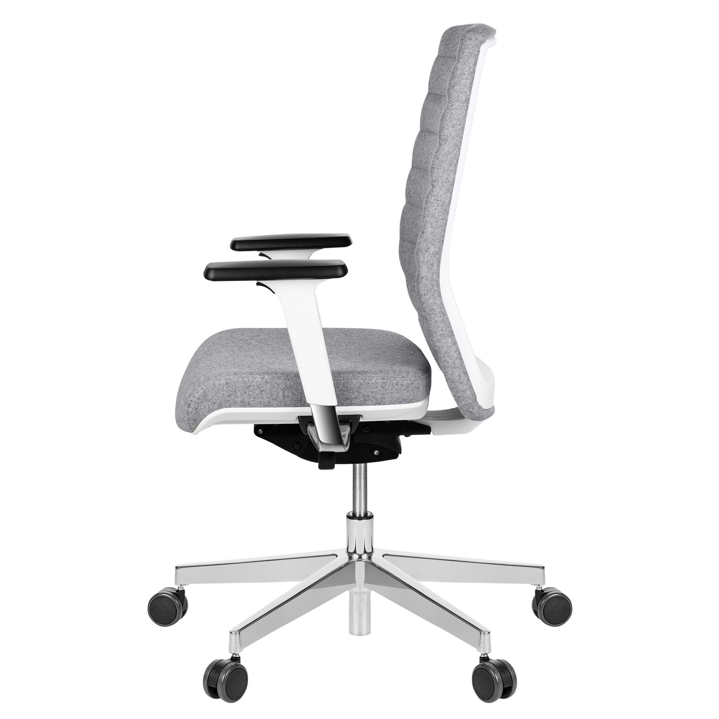 Chaise pivotante de bureau WIND | Sellerie complète, support lombaire, housse laine VELITO gris clair chiné