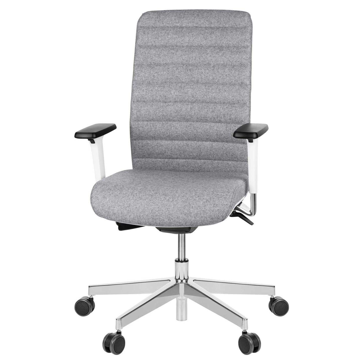 Chaise pivotante de bureau WIND | Sellerie complète, support lombaire, housse laine VELITO gris clair chiné