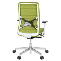 Chaise pivotante de bureau WIND | Sellerie complète, support lombaire, housse en laine VELITO vert clair chiné