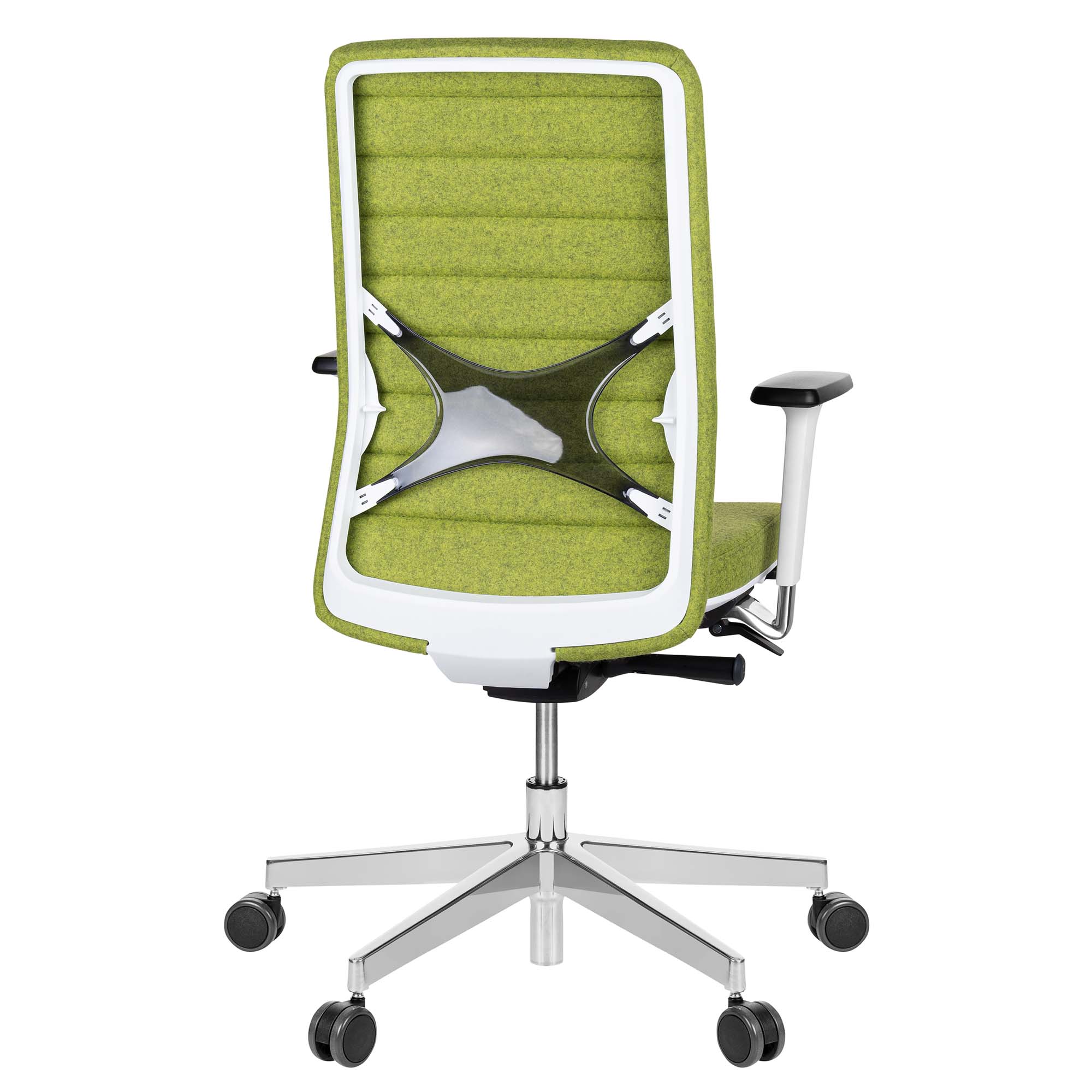WIND Chaise oscillante de bureau | Velvet, support de lordose, couverture de laine Velito Green Light Mottled