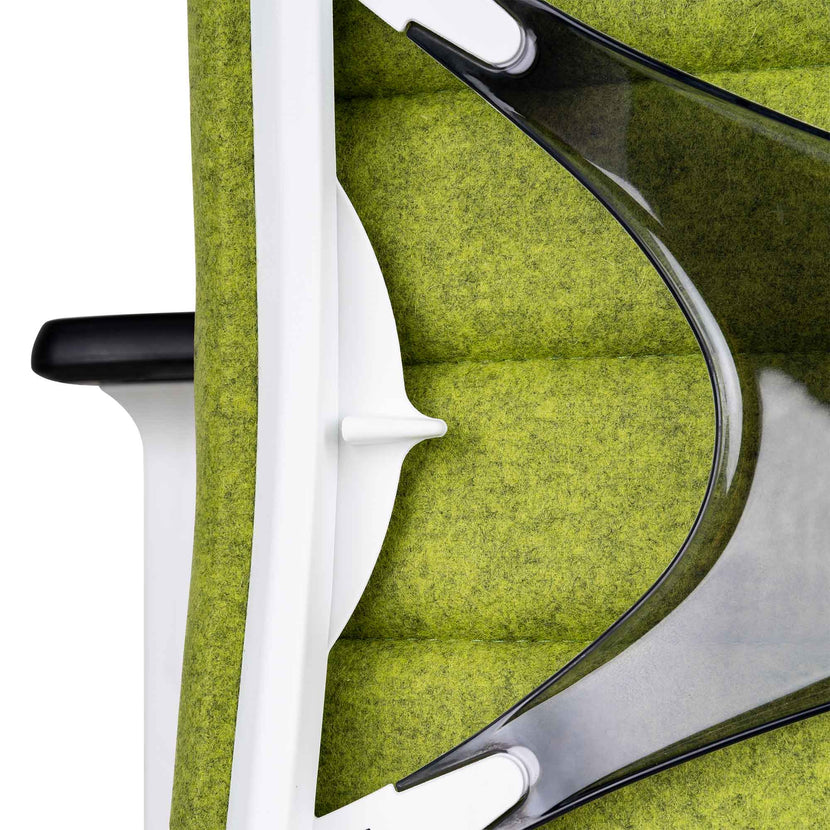 WIND Chaise oscillante de bureau | Velvet, support de lordose, couverture de laine Velito Green Light Mottled