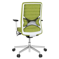 Chaise pivotante de bureau WIND | Sellerie complète, support lombaire, housse en laine VELITO vert clair chiné