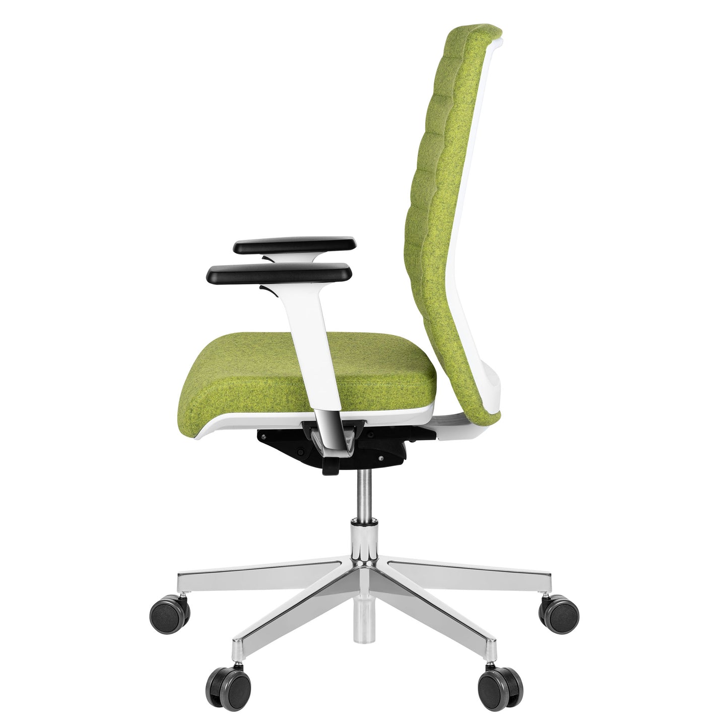 Chaise pivotante de bureau WIND | Sellerie complète, support lombaire, housse en laine VELITO vert clair chiné