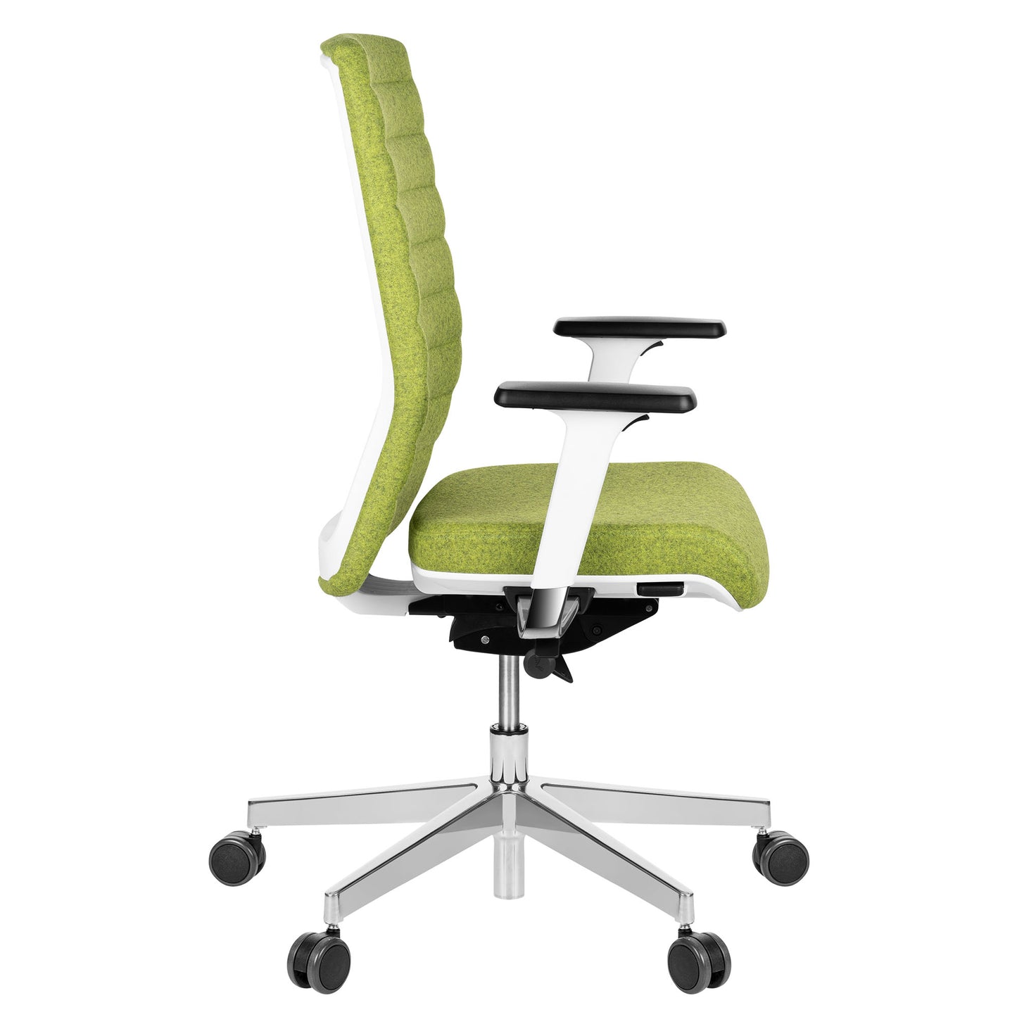 Chaise pivotante de bureau WIND | Sellerie complète, support lombaire, housse en laine VELITO vert clair chiné