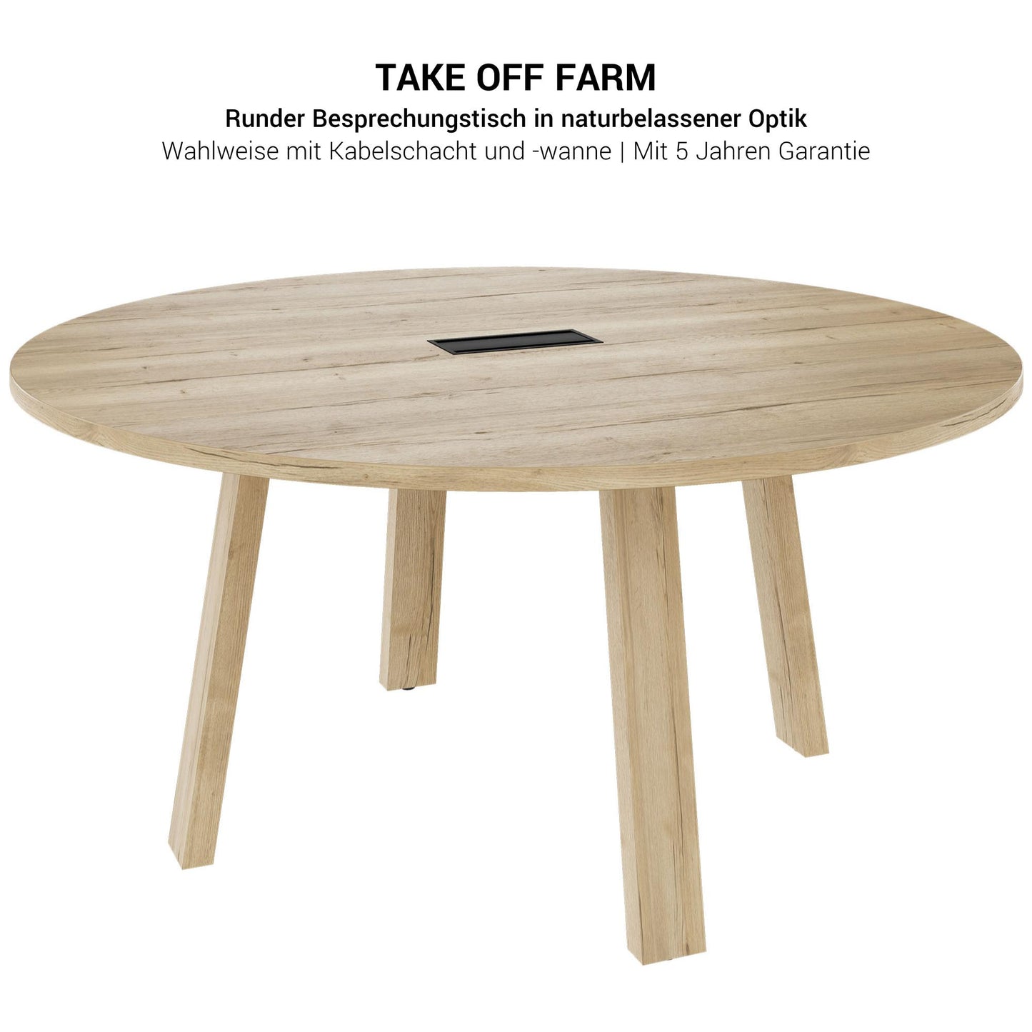 BRALCO TAKE OFF FARM conference table | Round, 1200 - 1600 mm (5 - 8 people), wild oak