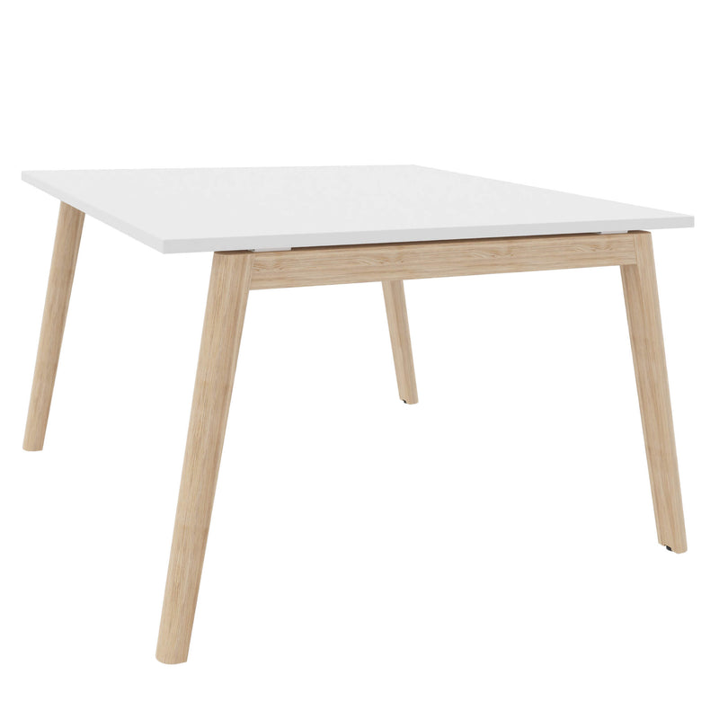 NOVA WOOD Konferenztisch | Massivholz-Gestell, 1200 x 1200 mm, Weiß - 1 Main Image