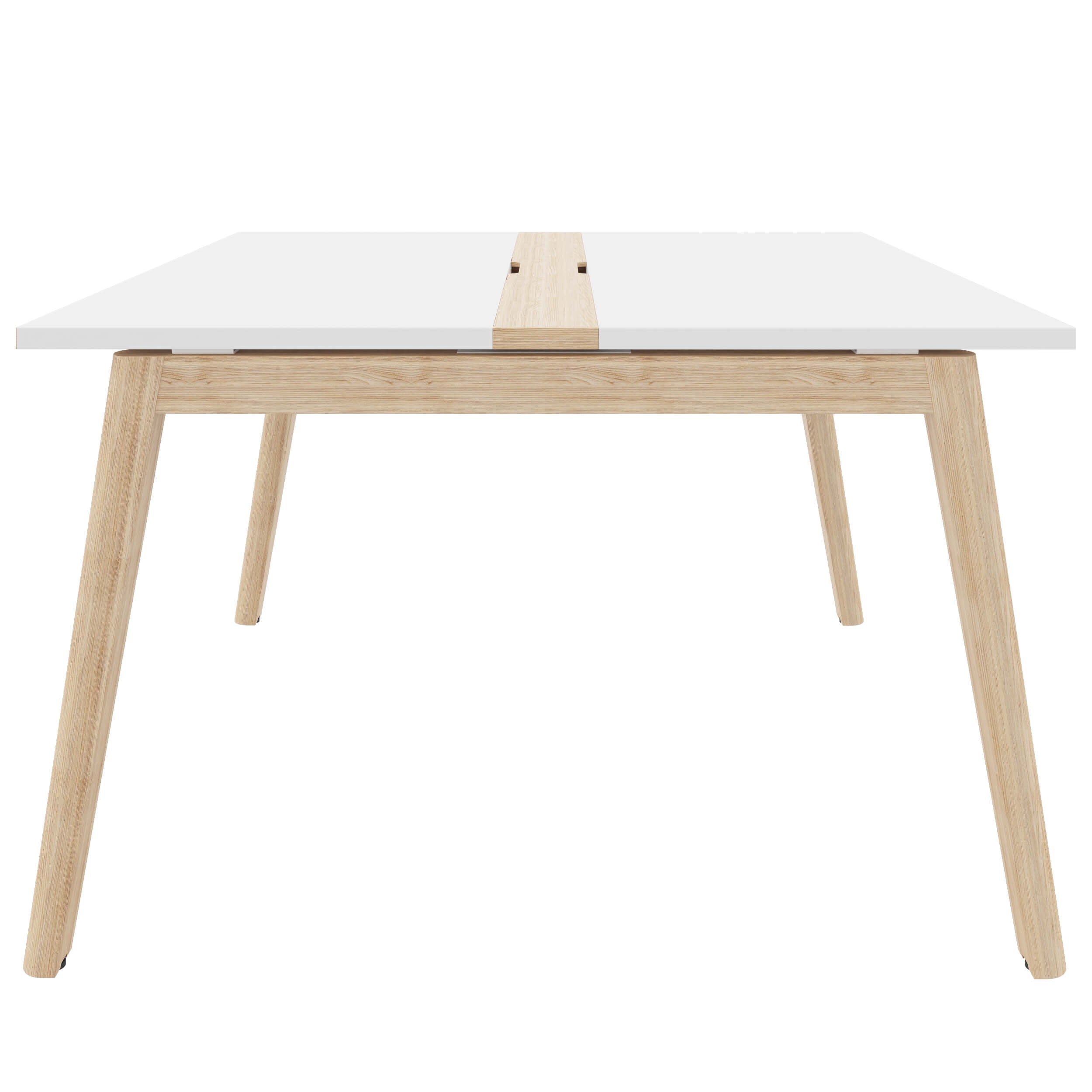 NOVA WOOD Tabella della conferenza | Fiame in legno elettrificato, in legno massiccio, 1200 x 1200 mm, bianco