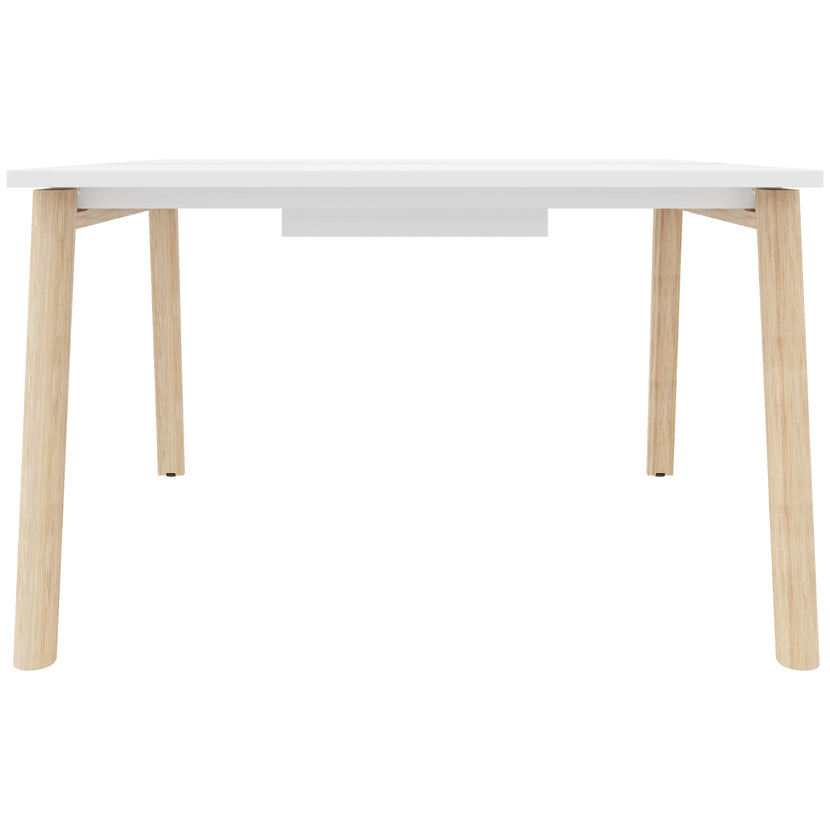 NOVA WOOD Tabella della conferenza | Fiame in legno elettrificato, in legno massiccio, 1200 x 1200 mm, bianco